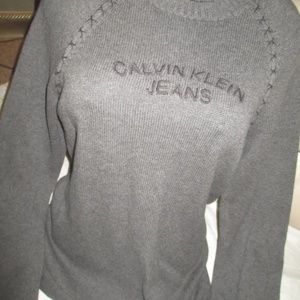 CALVIN KLEIN GRAY WOMEN'S LOGO TOP M